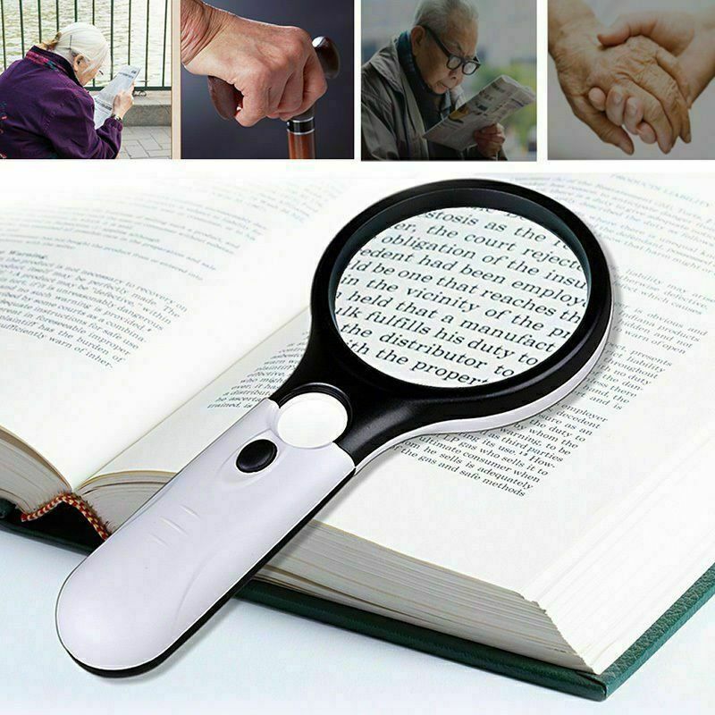 Hand Held Detachable 45x Magnifying Glass Lens Magnifier Loupe w/ LED Lights