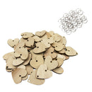 100x Round Heart Wooden Chips Slices Discs Board Tags DIY w/ Assembly Hook