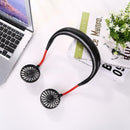 USB Rechargeable Wearable Portable Mini Hand Free Fan Neckband Fan (Black) A