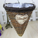 Natural Wicker Hanging Basket Flower Basket Pot Planter Rattan Vase Basket  R1A6