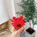 Red Crab Pattern Case Silicone Protective Cover with Carabiner for Airpods 1/2