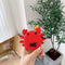 Red Crab Pattern Case Silicone Protective Cover with Carabiner for Airpods 1/2