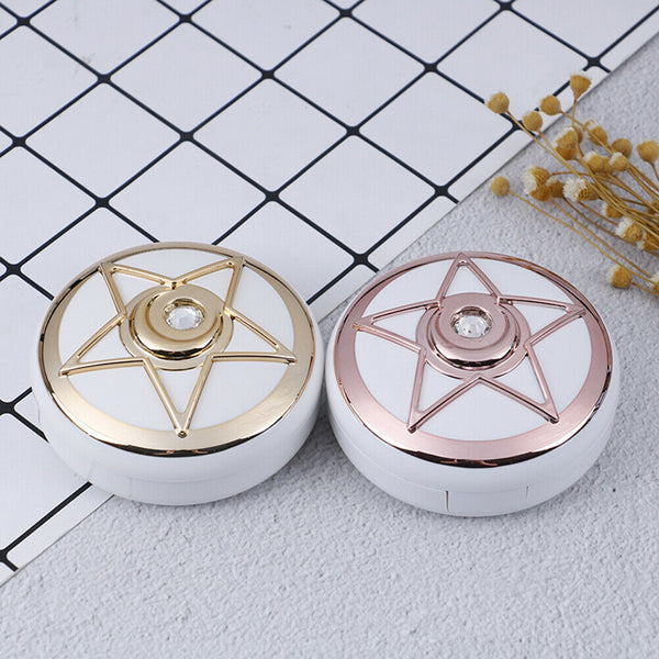 Circle Contact Lens Box Diamond With Mirror Travel Portable Case Stora 3C