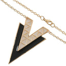 Occident Style Retro Fashion V Shape Alloy Long Chain Charms Necklace Black