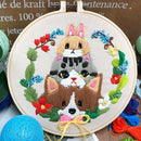 4Pcs DIY Patterned Cross Stitch Kit Material w/ Cloth Bamboo Hoop Needles Tools