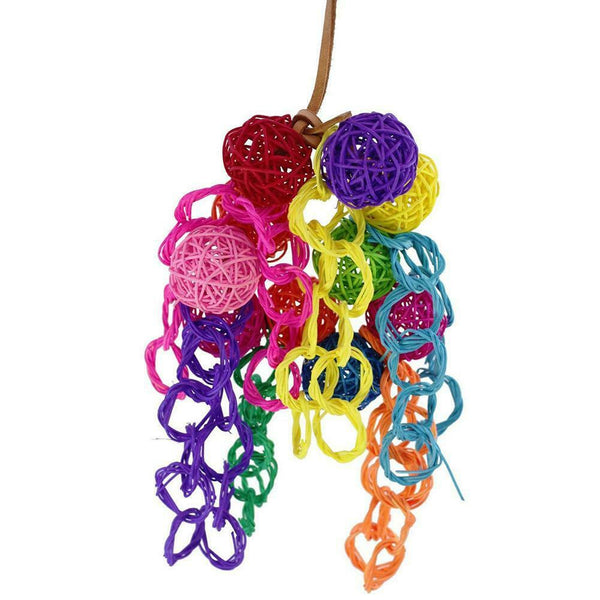 Pet Bird Toys Leather Rope Colorful Rattan Balls Strings Parrot Chew Toys #gib