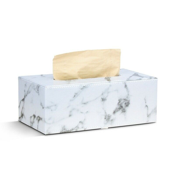 Rectangular Marble PU Leather Facial Tissue Box Cover Napkin Holder Paper T U4M5
