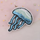 2Xsequin jellyfish embroidered iron on sew patch badge motif bag dress appli ME