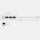 Type-C to 3-Port USB3.0 HUB 100Mpbs Fast Ethernet Lan Adapter Cable f. OS X