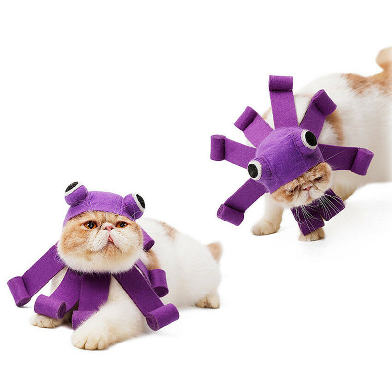 Octopus Cat Headgear Halloween Dress Up Hat Pet Headdress Festive Party Cap
