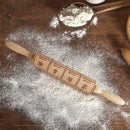 Christmas Elk Print Wooden Rolling Pin Dough Engraved Roller Biscuit Baking