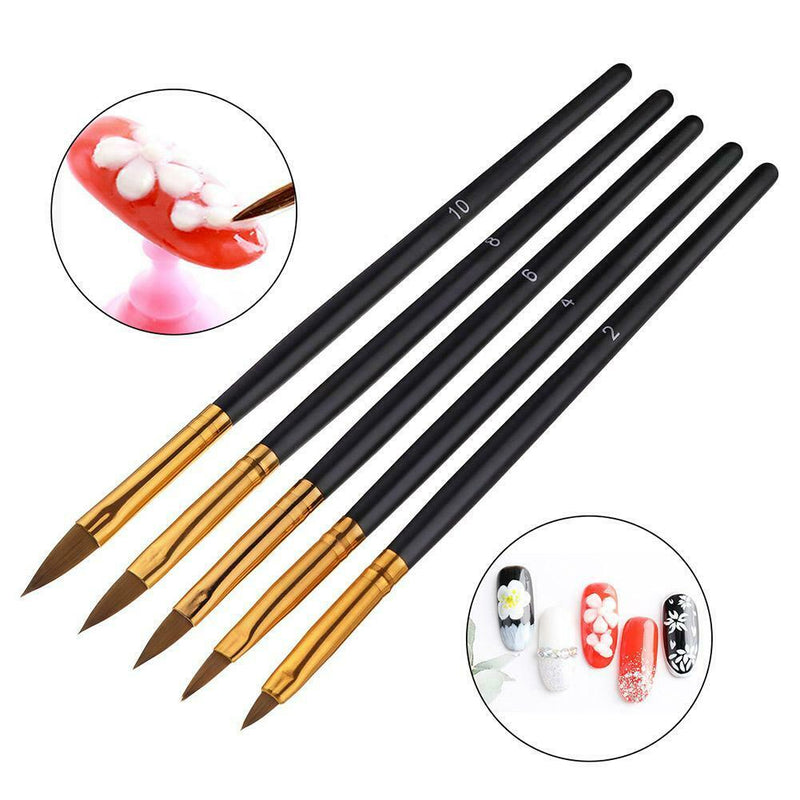 5pcs Painting Drawing Carving Pens Manicure Tool Nail Art UV Gel Brushes Kits