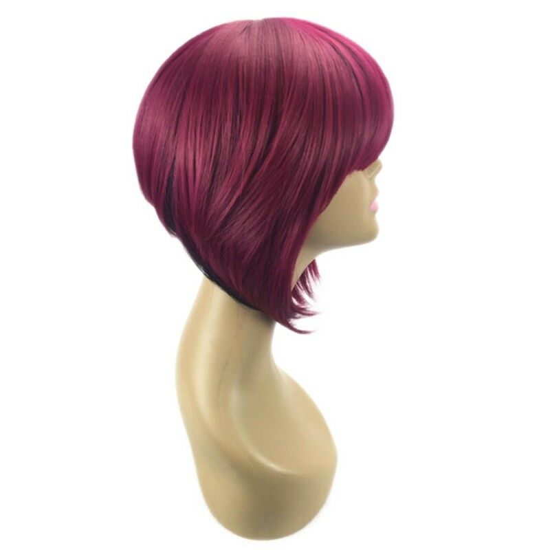Ombre Wine Red/Black Short Straight Wigs Synthetic Hair Bob Women Fashion Soft