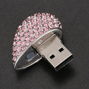 16G USB key 2.0 Memory heart type with Crystal Pendant Necklace Stick Flash