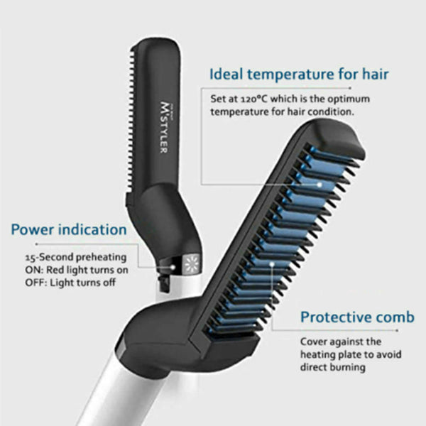 Quick Beard Straightener Multifunctional Hair Comb Curling Curler Show PJG