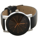 Fashion Round ray Leather belt Quartz watch Black (Women)
