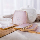 2Pcs Agate Slice Pink Agate Coaster Teacup Tray Decorative Design Stone Coa