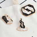 3PCS Enamel Magic Gesture Book Fire Witch Brooch Pin Jacket Shirt Badge Brooch3c