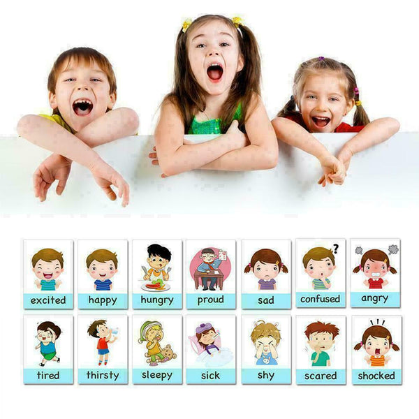 14 X Emotion Cards Early Childhood Cartoon English Education Emotional Card P3N6