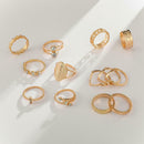13pcs/set Rhinestone Letter Ring Women Geometric Knuckle Rings Jewelry Gift