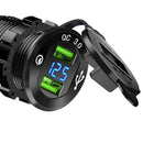 Quick Charge Car Charger Socket QC3.0 Socket LED Voltmeter Boat Black+Blue