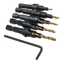 5Pcs #5 #6 #8 #10 #12 HSS Countersink Drill Bit Set Quick Change Hex Shank