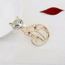 Fox Rhinestone Crystal Opal Pin Brooch Women Clothes Backpack Lapel Badges