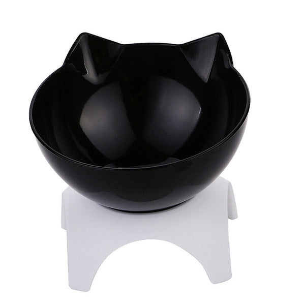 Single Elevated Bowls Raised Container w Elevated Stand For Cats & Dog Black