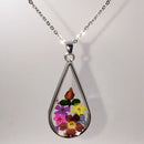 Pressed Flower Teardrop Pendant Necklace