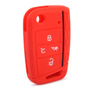 RED 4 Button Silicone Remote Key Cover Fob Case fit for VW Golf Polo 2017