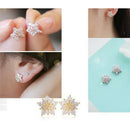 Ladies Cute Snowflake Crystal Stud Earrings Small Five-pointed Star Earrings*ES