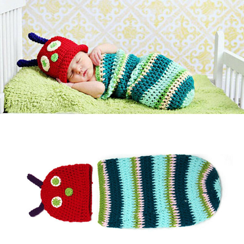 Cute Caterpillar NewBorn Baby Boy Girl Photography Suit Infant Knit Outfit