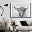 Nordic Portrait of a Highland Cow Posters and Prints Wall Art Canvas Painti