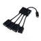 Black 4 Port Micro USB Power Charging OTG HUB Cable For Smartphone Table Tide