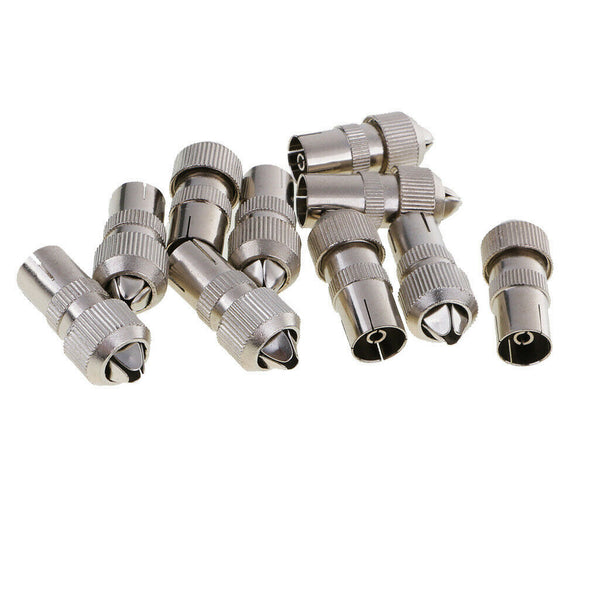 10x RF Female Plug Connector Adapter for Cable TV Aerial Coaxial Coax Cable