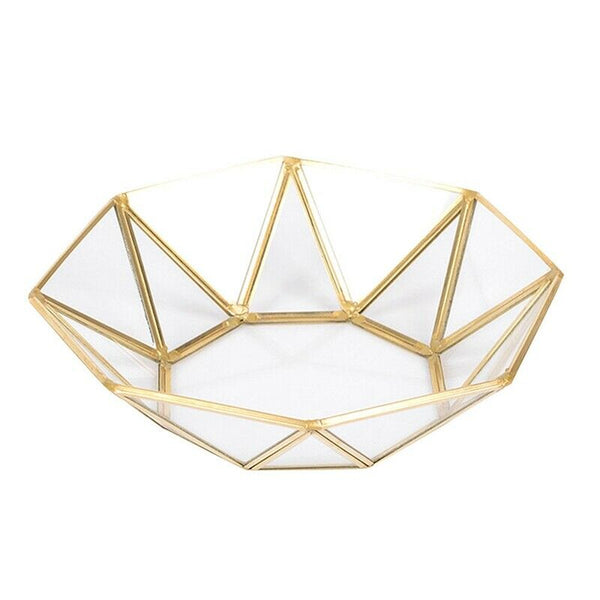 Nordic Style Brass + glass Geometry Storage Baskets Box Simplicity Style Ho F9L2