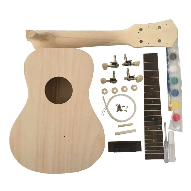 1 Set 23inch Ukulele Assembly Kits Unfinished Solid Wood 4 Strings Guitar