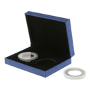 Dual Clear Capsules in Blue Presentation Box Display Case for 40MM Coins