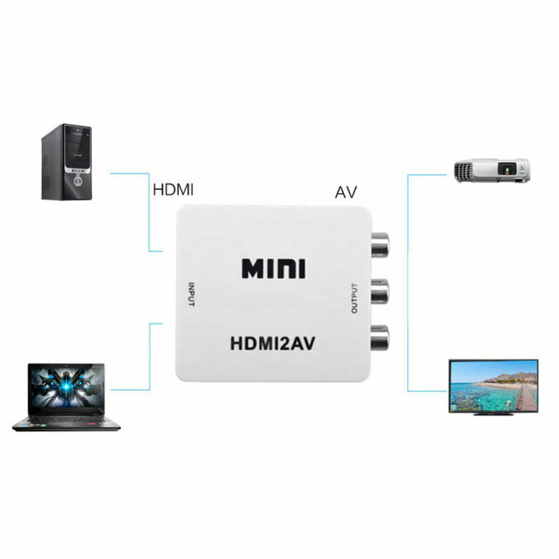 HDMI to RCA Adapter Box Composite AV CVBS Video ConverterHD 1080p White New