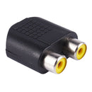 3.5mm Female Socket to Dual Female RCA Jack AV Adapter Splitter Black E1C4