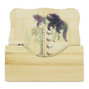 6 Pcs Chinese Calligraphy Paintings Pattern Bamboo Coasters Cup Mats with H P3C1
