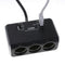 3 Sockets Cigarette Lighter Quick Charge 3.0 Car Charger Splitter Adapter Black