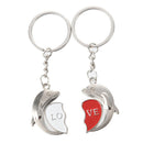 2 Pcs Couple Dolphin Keychain Love Heart Key Chain O2F1
