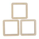 3Pcs Unfinished Wooden Hollow Square Wood Pieces for Woodcradt DIY 100mm