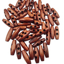 50Pcs Wooden Toggle Buttons, Wood Sewing Buttons with 2 Holes for Jacket Coats