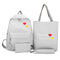 4pcs/set Letter Print Canvas Women Backpack Travel Schoolbag Totes (Grey) A
