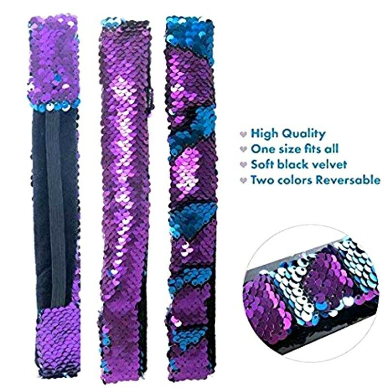 6 Pcs Reversible Sequins Headbands For Girls And Women - Non Slip Mermaid S O3A6