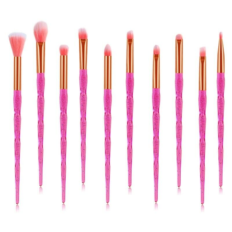 10Pcs Diamond Handle Makeup Brushes Set Crystal Spiral Handle Foundation Bl J6Z9