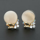 Diamond Temperamental Bowknot Earrings Brilliant Cat Eye Stone Earrings