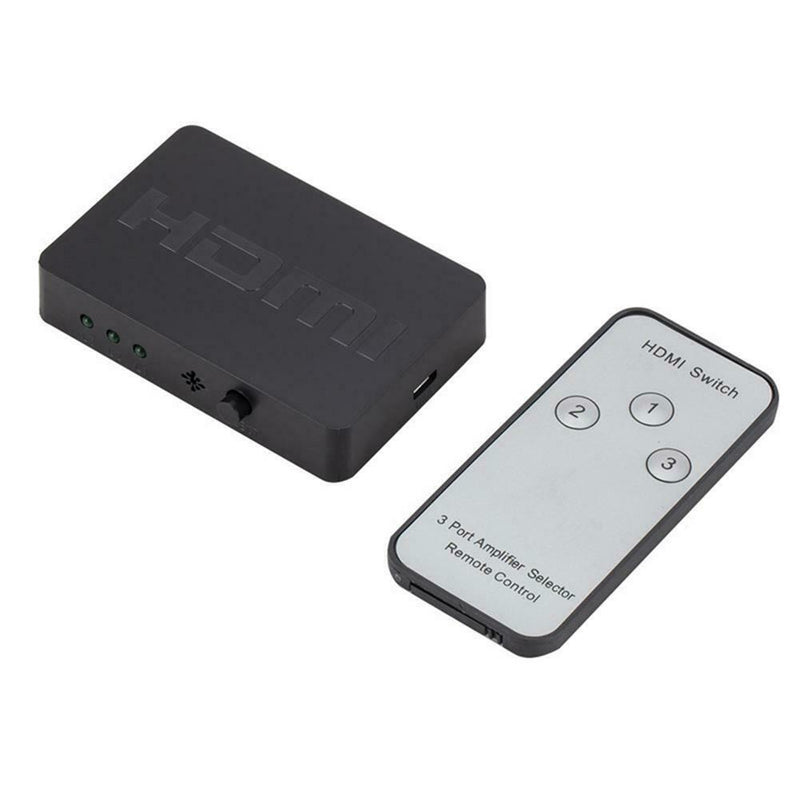 HDMI Splitter 3 Port Hub Box 3 in 1 Out Switcher 1080P HD w/ Remote Control